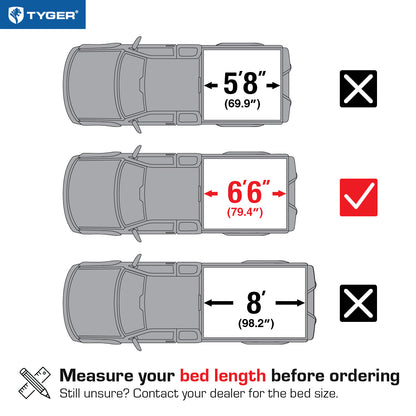 TYGER TG-BC3C1054 soft tri-fold tonneau cover bed measurements