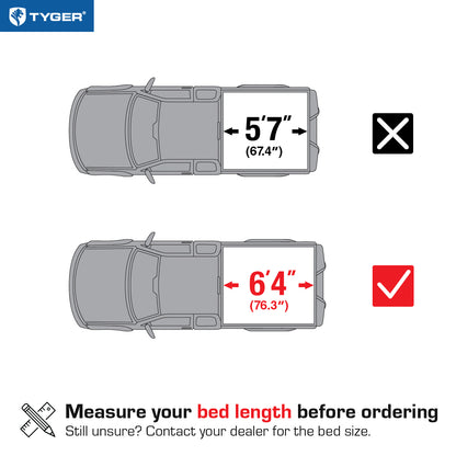 TYGER TG-BC3D1045 soft tri-fold tonneau cover bed measurements