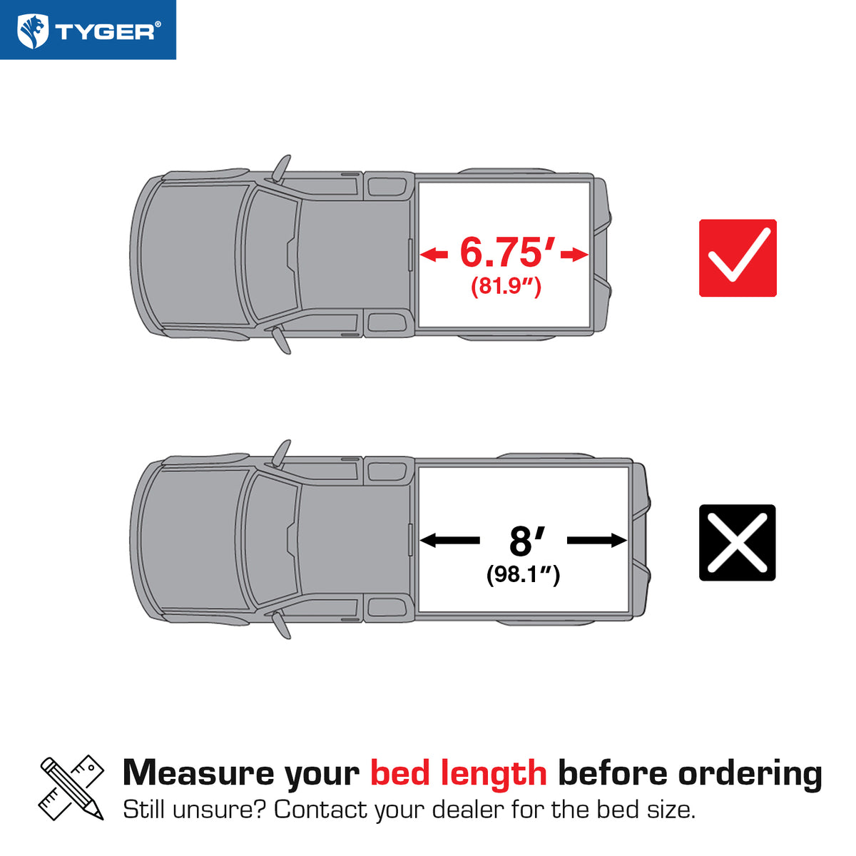 TYGER TG-BC3F1124 soft tri-fold tonneau cover bed measurements