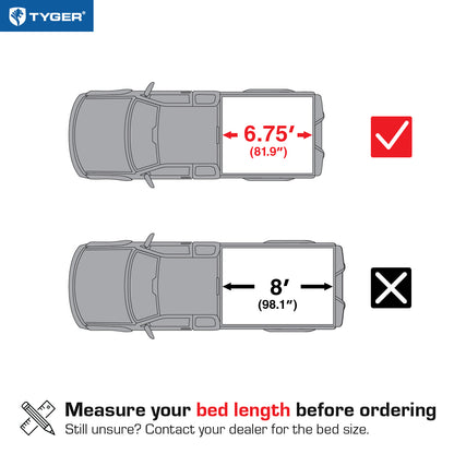 TYGER TG-BC3F1124 soft tri-fold tonneau cover bed measurements