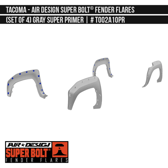 AIRDESIGN Super Bolt Fender Flares 16–23 Toyota Tacoma Gray Super Primer