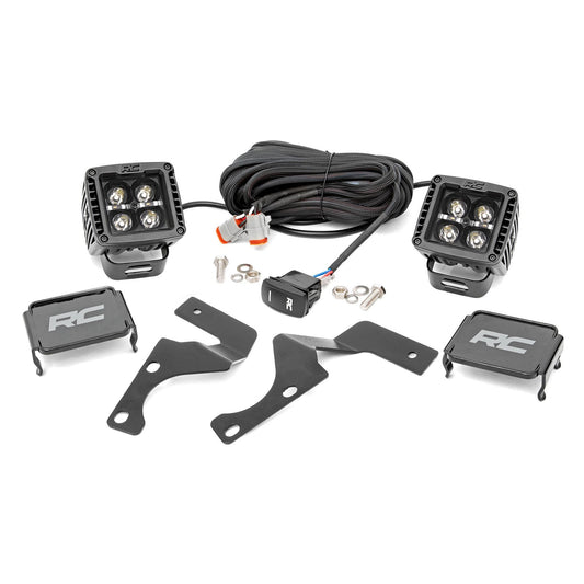 ROUGH COUNTRY LED Light Kit | Ditch Mount | 2" Black Pair | White DRL | Toyota 4Runner (10-24) | 70797