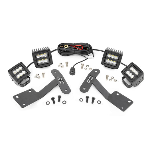 ROUGH COUNTRY LED Light Kit | Ditch Mount | Dual 2" Black Pairs | Spot/Flood | Toyota Tundra (14-21) | 70866