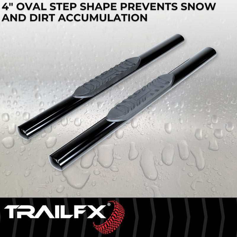 TrailFX 2007–2018 4" Oval Straight Step Bar For Jeep Wrangler JK 2 Dr- Black (A1511B)