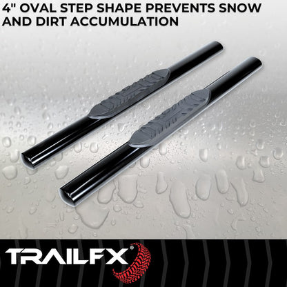 TrailFX 2007–2018 4" Oval Straight Step Bar For Jeep Wrangler JK 2 Dr- Black (A1511B)