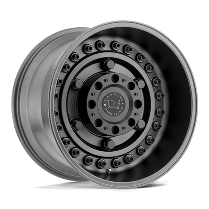 Black Rhino ARMORY Gun Black alloy wheel showcasing rugged tactical design for off-road vehicles.