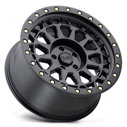 Black Rhino PRIMM Matte Black W/ Brass Bolts wheel showcasing aggressive styling and beadlock design.