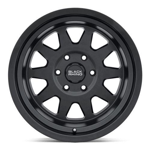 Black Rhino STADIUM Matte Black off-road wheel with a 10-spoke design and flat face profile.