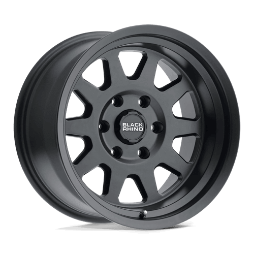 Black Rhino STADIUM Matte Black wheel design featuring a 10-spoke structure for off-road performance.