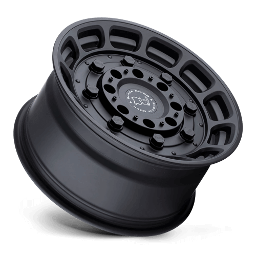 Black Rhino WARTHOG Matte Black wheel with tactical design for adventure trucks and Jeeps.