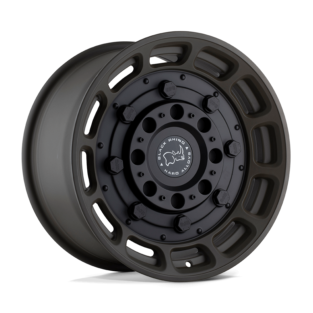 Black Rhino WARTHOG Matte Od Green W/ Black Center wheel showcasing tactical design and performance for trucks and Jeeps.