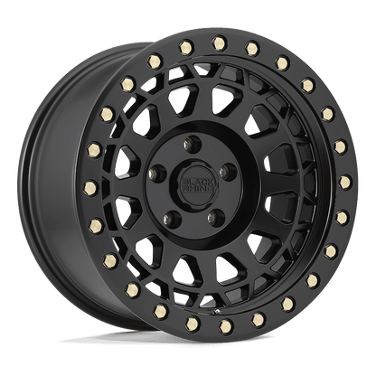 Black Rhino PRIMM Matte Black W/ Brass Bolts wheel showcasing aggressive styling and beadlock design.