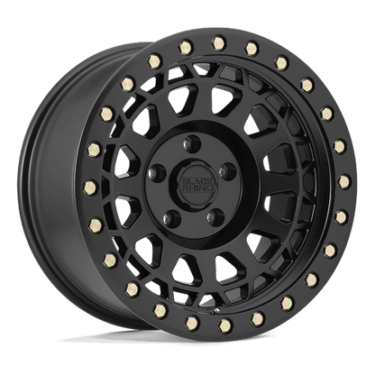 Black Rhino PRIMM Matte Black W/ Brass Bolts wheel featuring concave design and beadlock styling.
