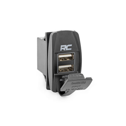 ROUGH COUNTRY USB Switch Insert | 2x1 with Logo | Blue Back Light | 709USB
