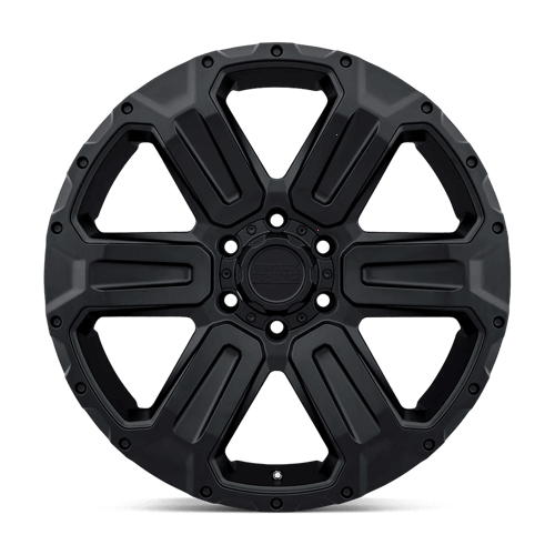 Black Rhino WANAKA Matte Black wheel with 6-spoke design and rugged matte finish for off-road vehicles.