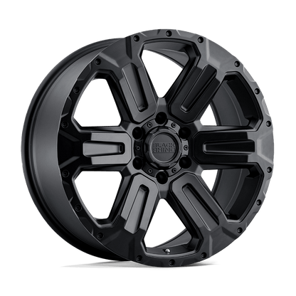 Black Rhino WANAKA Matte Black wheel showcasing its bold 6-spoke design and heavy industrial style.