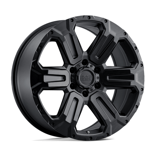 Black Rhino WANAKA Matte Black wheel showcasing its bold 6-spoke design and heavy industrial style.