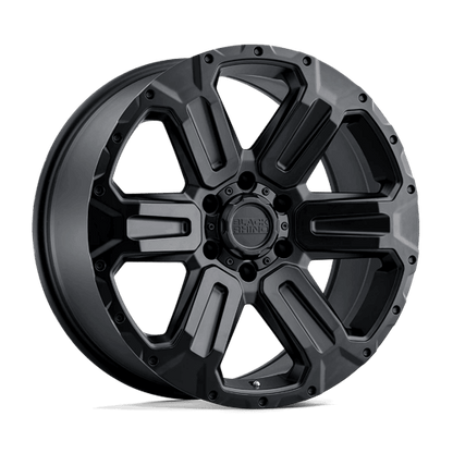Black Rhino WANAKA Matte Black wheel showcasing bold 6-spoke design with rigid monoblock construction.