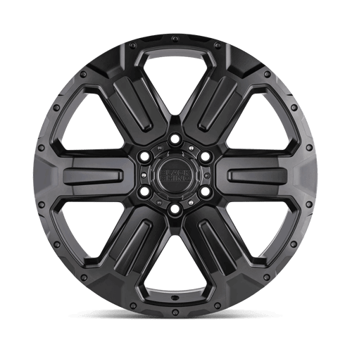 Black Rhino WANAKA M-Gunmetal W/ Brushed Face wheel featuring a bold 6-spoke design and matte finish.