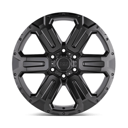 Black Rhino WANAKA M-Gunmetal W/ Brushed Face wheel featuring a bold 6-spoke design and matte finish.