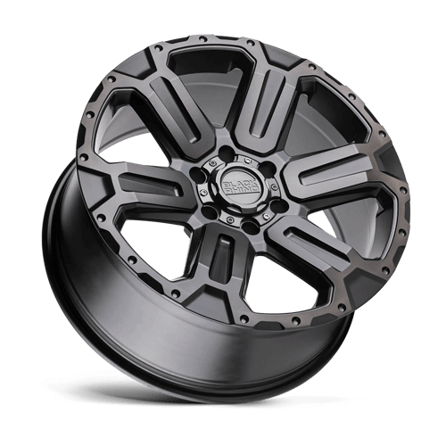 Black Rhino WANAKA M-Gunmetal W/ Brushed Face wheel showcasing its bold 6-spoke design and industrial styling.