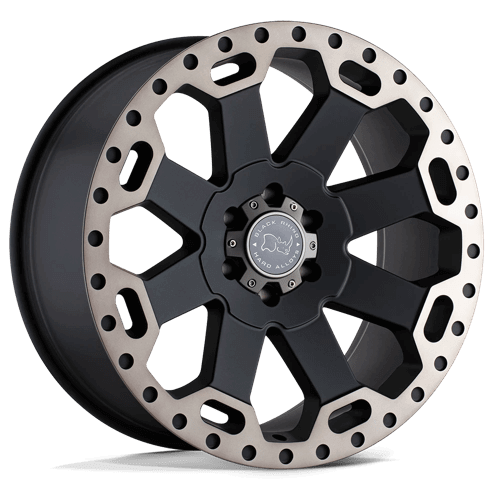 Black Rhino WARLORD Matte Black W/ Mach Dark Tint wheel showcasing bold 8-spoke design.