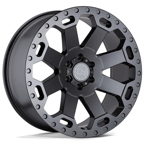 Black Rhino WARLORD Matte Gunmetal wheel with 8-spoke design, ideal for trucks in Matte Black and Matte Gunmetal finishes.