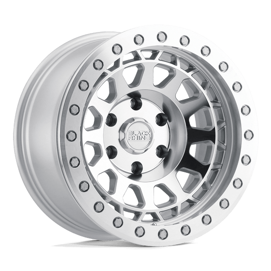 Black Rhino PRIMM Silver W/ Mirror Face Mach Rg wheel showcasing aggressive styling and concave profile.
