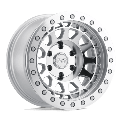 Black Rhino PRIMM Silver W/ Mirror Face Mach Rg wheel displaying aggressive concave profile and beadlock design.