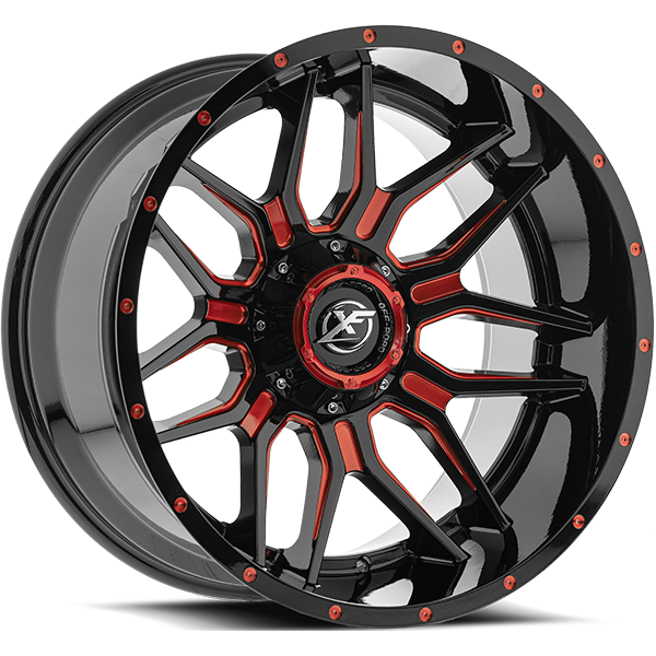 XF OFFROAD XF-222 Black Milled Red wheel