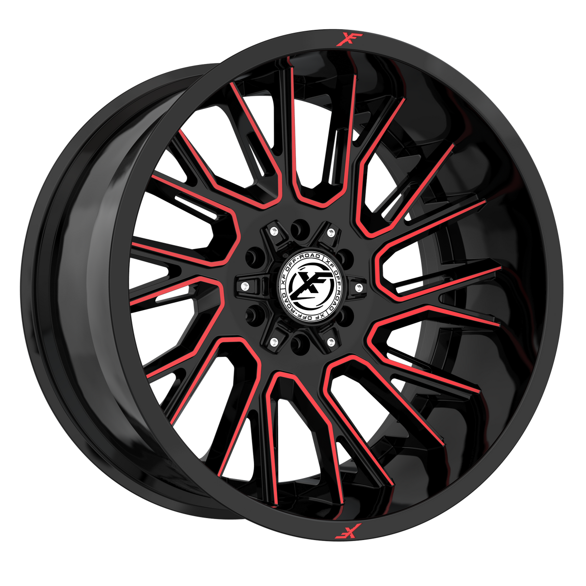 XF OFFROAD XF-230 Gloss Black Machined Red wheel