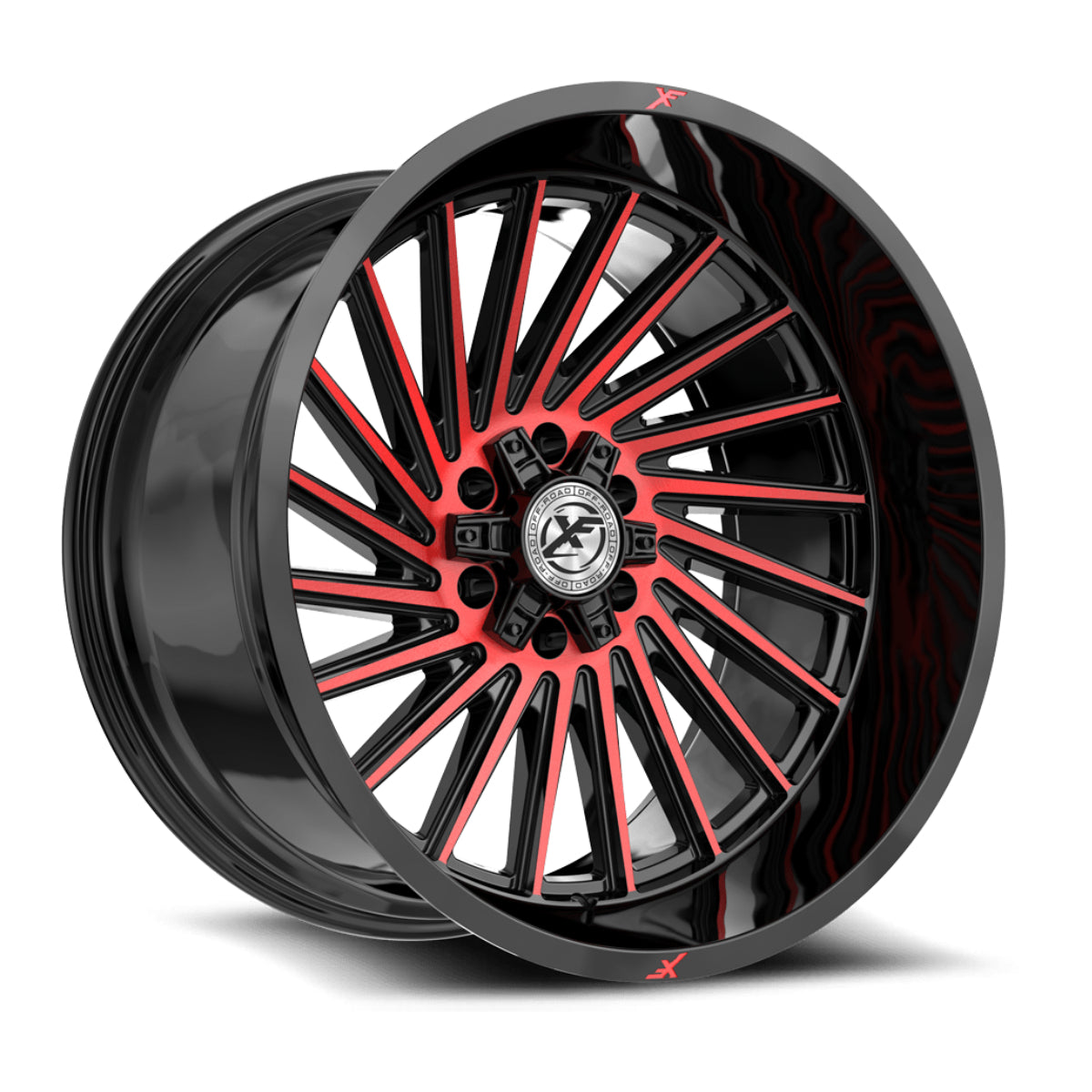 XF OFFROAD XF-239 Gloss Black Machined Red wheel
