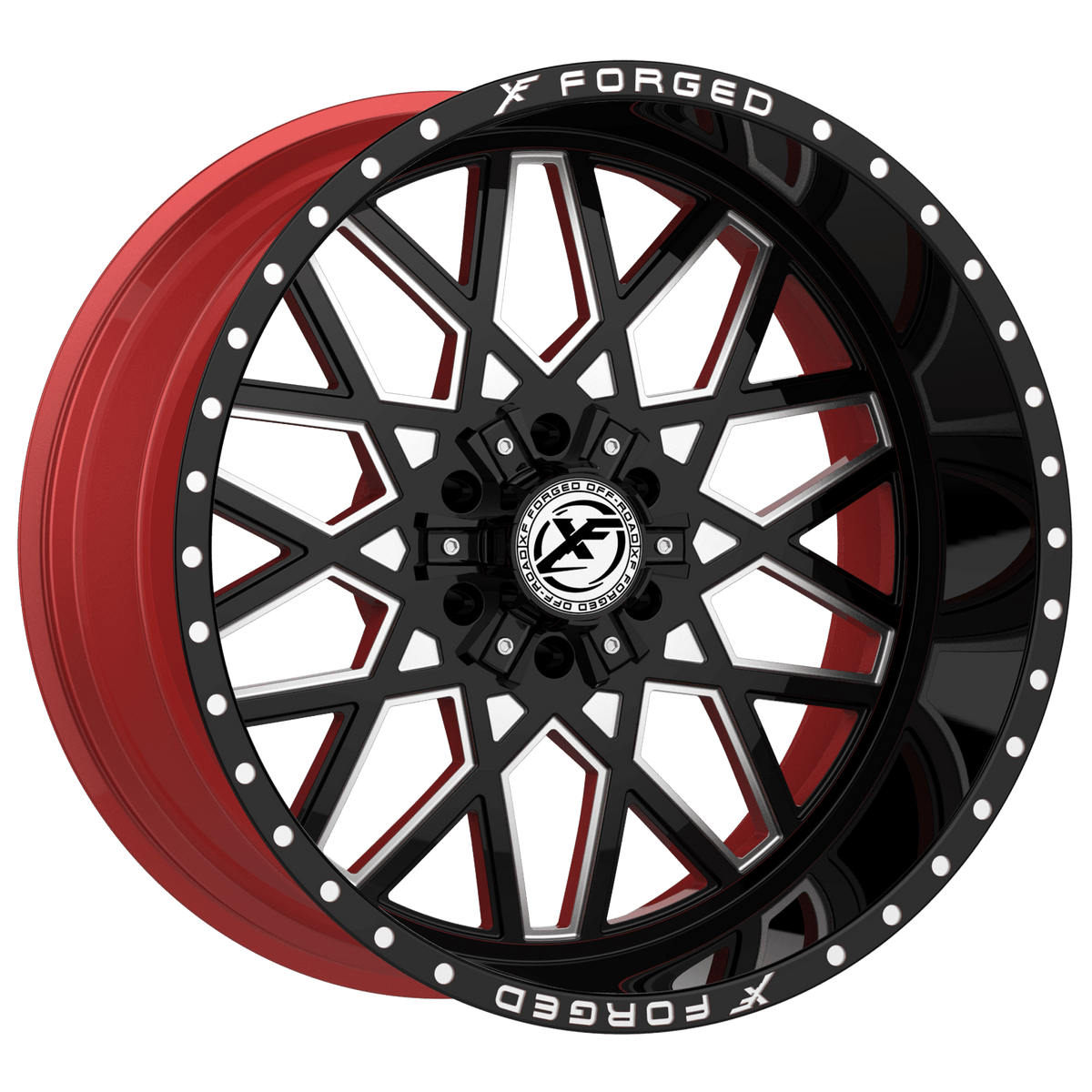 XF OFFROAD XFX-307 Gloss Black Milled W/Red Inner