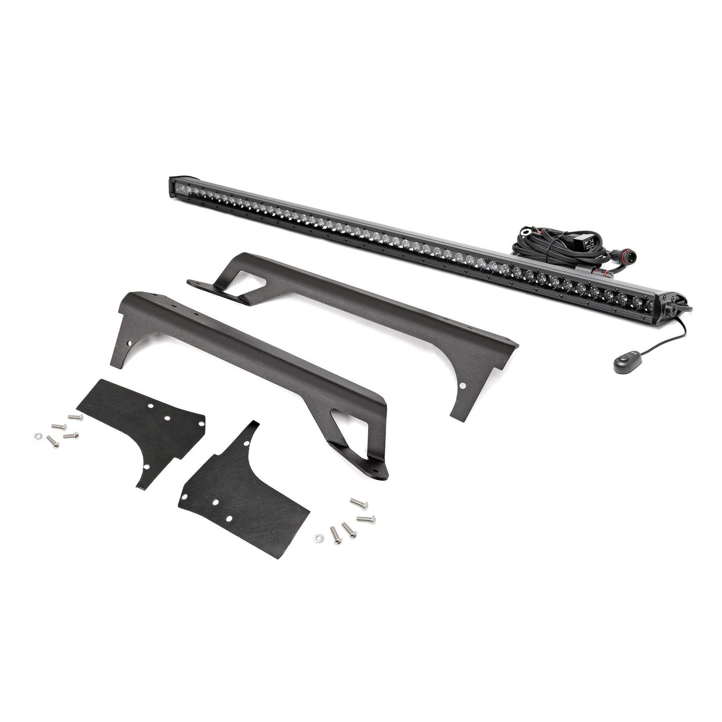 ROUGH COUNTRY LED Light | Windshield Mnt | 50" Black Single Row | White DRL | Jeep Wrangler TJ (97-06) | 70588BLDRL