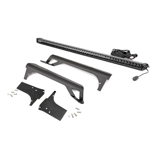 ROUGH COUNTRY LED Light | Windshield Mnt | 50" Black Single Row | White DRL | Jeep Wrangler TJ (97-06) | 70588BLDRL