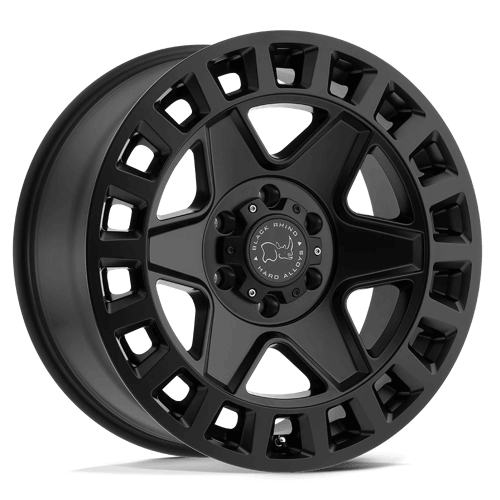 Black Rhino YORK Matte Black wheel featuring a bold 6-spoke design and monoblock construction.