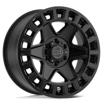 Black Rhino YORK Matte Black wheel featuring a bold 6-spoke design and monoblock construction.