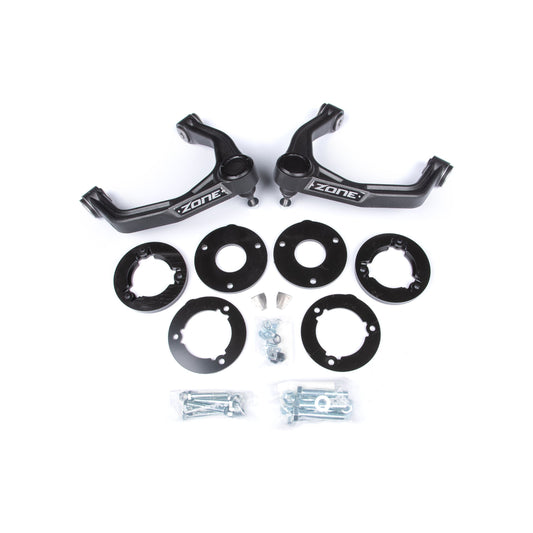 ZONE OFFROAD |  1.75 Inch Leveling Kit   I  ZONC1174 components including strut spacers and control arms.