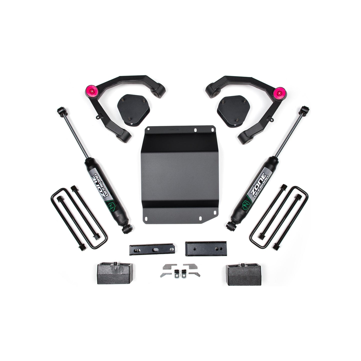 ZONE OFFROAD | 07-13 Silverado/Sierra 1500 4WD 3.5 Inch UCA Lift Kit With Nitro Shocks Zone Offroad | ZONC29N components layout