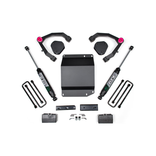 ZONE OFFROAD | 07-13 Silverado/Sierra 1500 4WD 3.5 Inch UCA Lift Kit With Nitro Shocks Zone Offroad | ZONC29N components layout