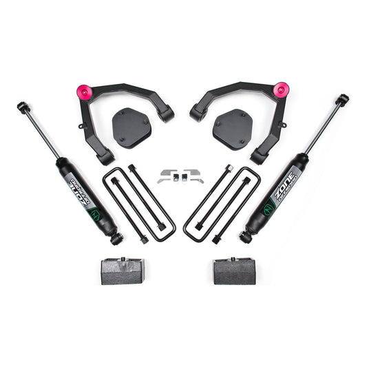 ZONE OFFROAD |  3.5 Inch Lift Kit   I ZONC30F components including control arms, shocks, and installation hardware.