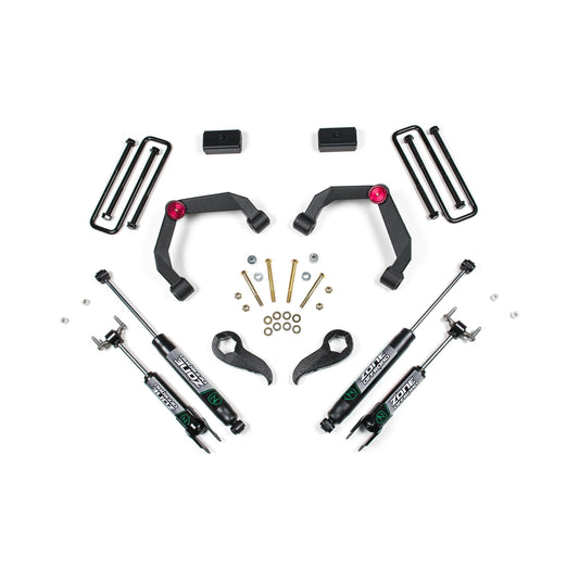 ZONE OFFROAD |  3 Inch Lift Kit   I ZONC38F components including control arms, shocks, and hardware for truck lift installation.