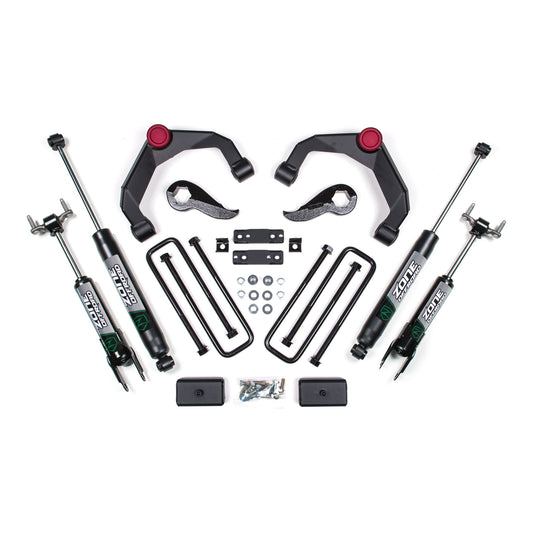 ZONE OFFROAD | 20-24 Silverado/Sierra 2500/3500 HD 3 Inch Adventure Series OE Key 84634344 Without Overloads Fox Adventure Shocks Zone Offroad | ZONC48F kit components