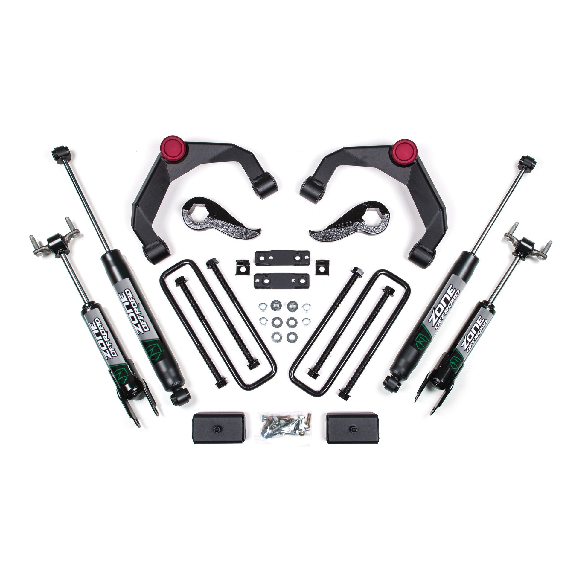 ZONE OFFROAD |  3 Inch Lift Kit   I ZONC48N, featuring components like shocks, brackets, and hardware for superior performance.