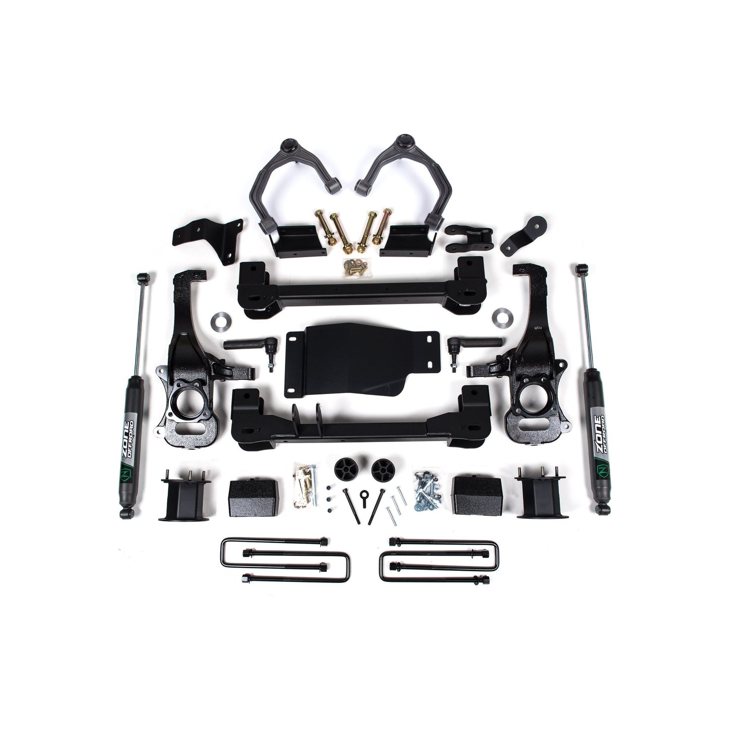ZONE OFFROAD | 19-24 Silverado/Sierra 1500 4 Inch Lift Kit With Nitro Shocks Zone Offroad | ZONC67N components layout.