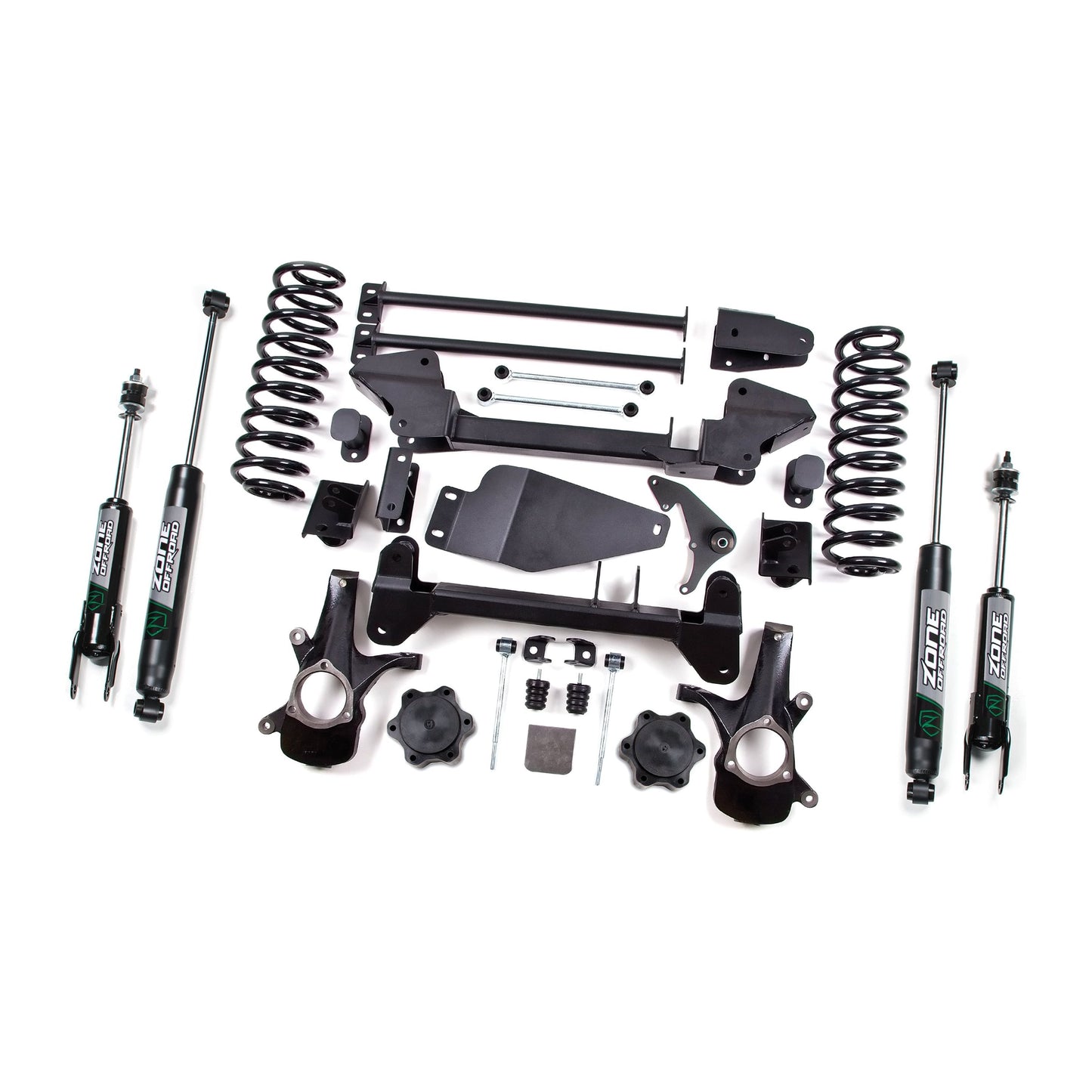 ZONE OFFROAD |  6 Inch Lift Kit   I ZONC7F components including shock absorbers, springs, and steel construction parts.