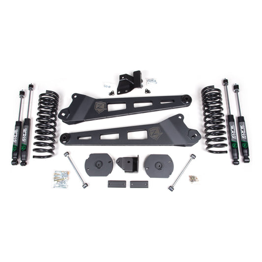 ZONE OFFROAD | 19-24 RAM 2500 3 Inch Radius Arm Lift Kit Fox Adventure Shocks Zone Offroad | ZOND144F components laid out.