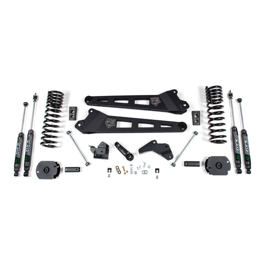 ZONE OFFROAD | 14-18 RAM 2500 4 Inch Replacement Radius Arm Lift Kit Gas Fox Shocks Zone Offroad | ZOND63F components laid out.