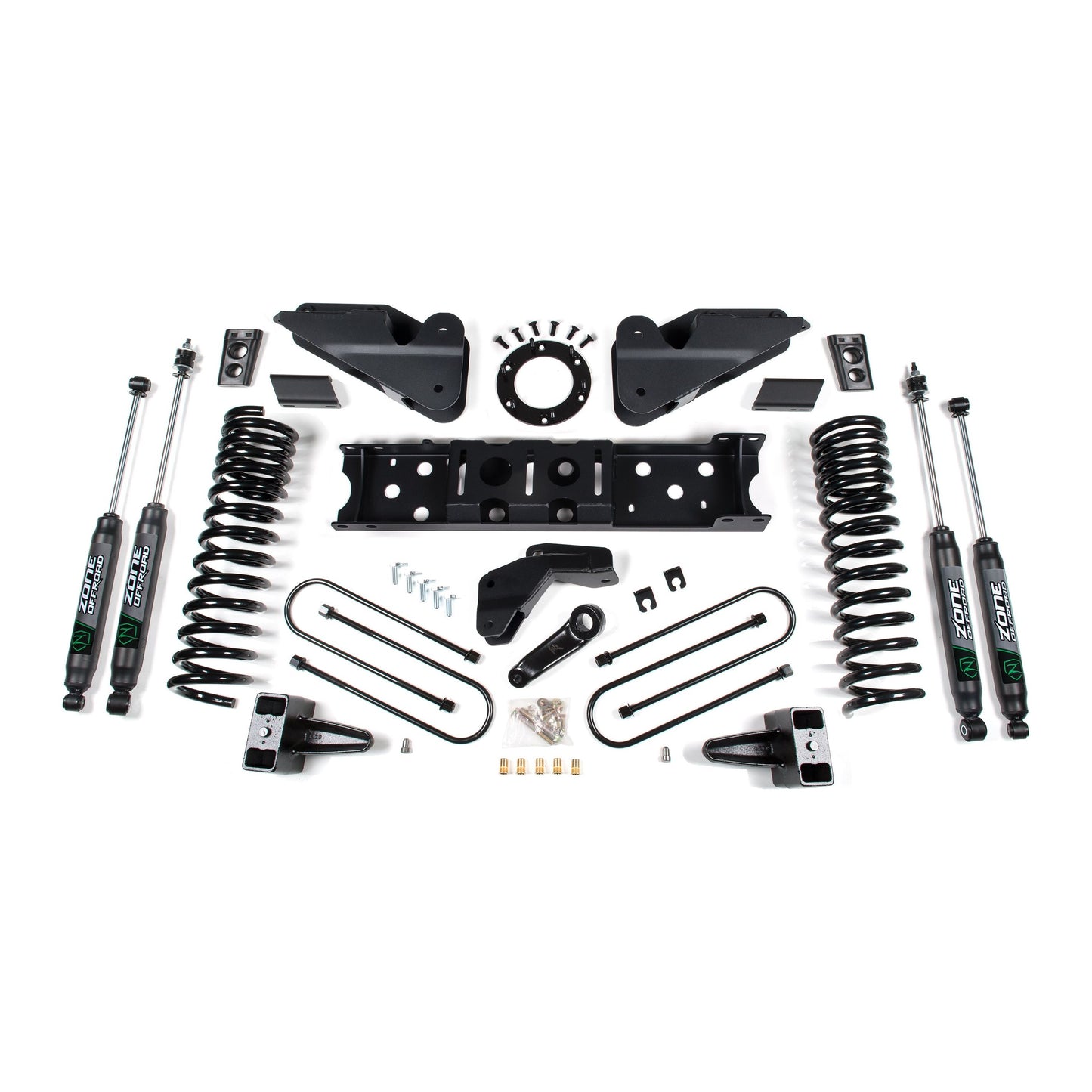 ZONE OFFROAD | 19-24 RAM 3500 6.5 Inch Radius Arm Bracket 5 Inch Rear Block With Overload Diesel 6-Bolt T-Case Fox Adventure Shocks Zone Offroad | ZOND110F components layout