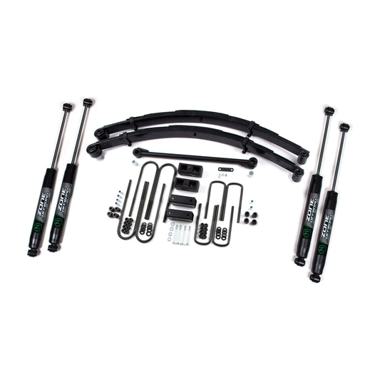 ZONE OFFROAD | 99-04 Ford F-250/350 4 Inch Lift Kit Fox Shocks Zone Offroad | ZONF1F components with leaf springs and shocks.
